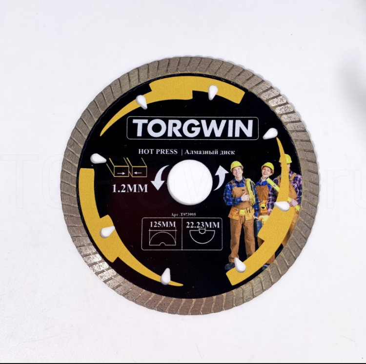 Алмазный диск турбо супер тонкий HOT PRESS сухой рез 125*0.8/1*2*7-22.23 TORGWI