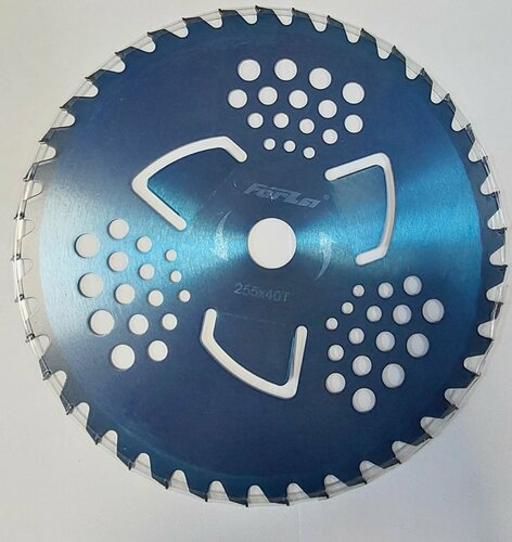 Нож триммера 255мм*25.4мм*1.3мм (40 зуб) с напайками и 3-мя отрезными лепестками