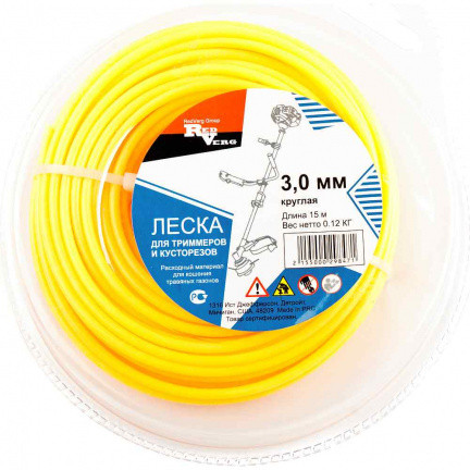 Леска 3,0мм, 15м, без кассеты, для газонокосилки, КРУГ