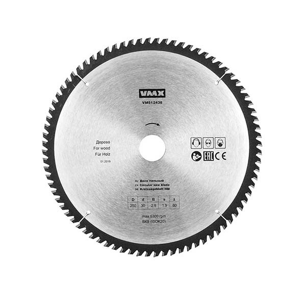 Диск пильный по дереву твердосплавный 250x30 z80 VMX