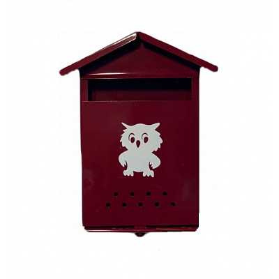 Почтовый ящик металлический "Домик" без замка (вишневый)