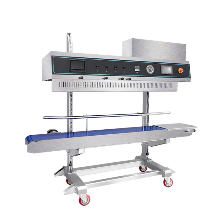 Вертикальный конвейерный запайщик FRP-1120LH (SS) (нерж.,каплеструйный принтер,откачка/наполн. возд)