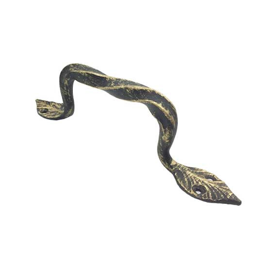 Ручка-скоба кованая "Витая - Лист" 160мм (золото) (12)