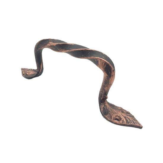 Ручка-скоба кованая "Витая - Лист" 160мм (медь) (12)