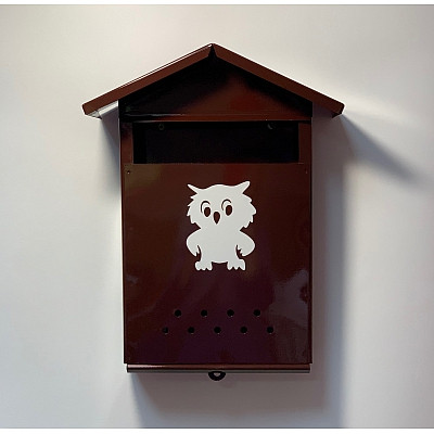 Почтовый ящик металлический "Домик" без замка (коричневый)