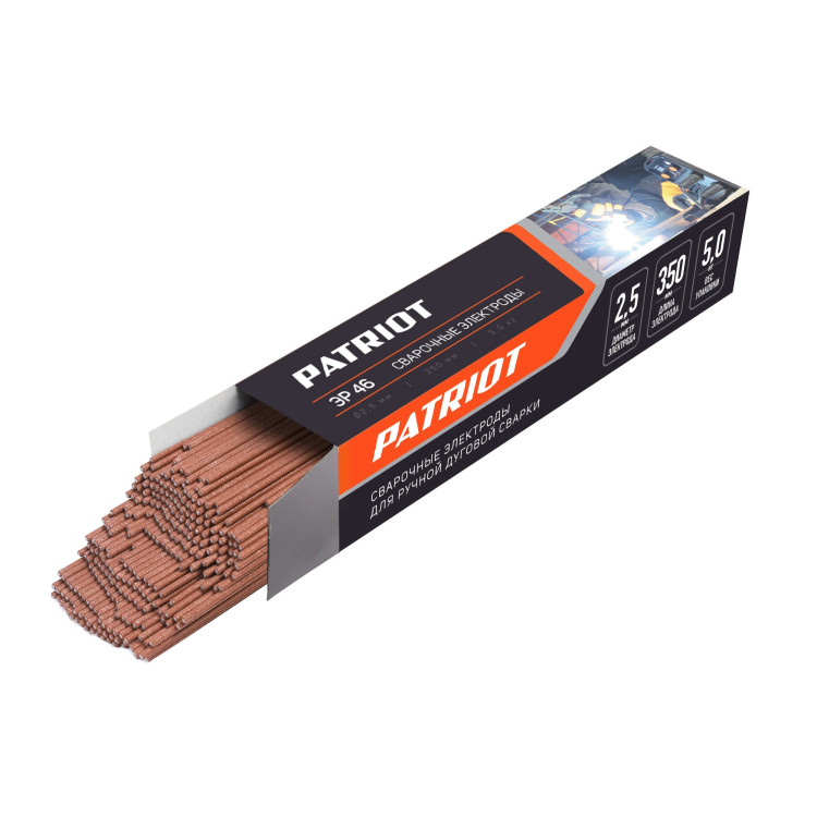 Электроды сварочные PATRIOT ЭР 46, диам.2,5мм, длина 350мм, 5кг