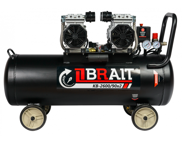 Компрессор воздушный BRAIT КB-2600/90х2 безмасляный