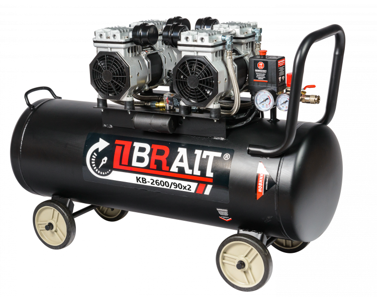 Компрессор воздушный BRAIT КB-2600/90х2 безмасляный