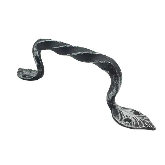 Ручка-скоба кованая "Витая - Лист" 160мм (серебро) (12)