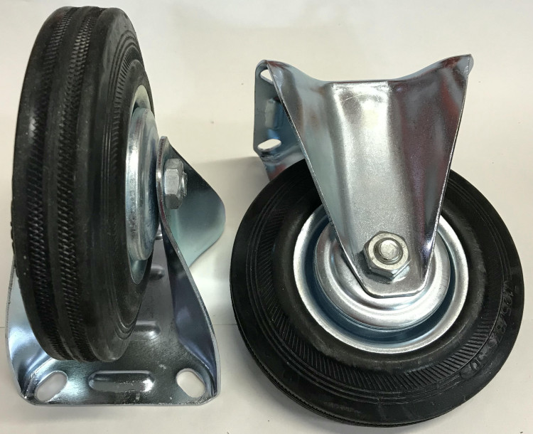 Колесо промышленное 125мм неповоротное чёрная резина