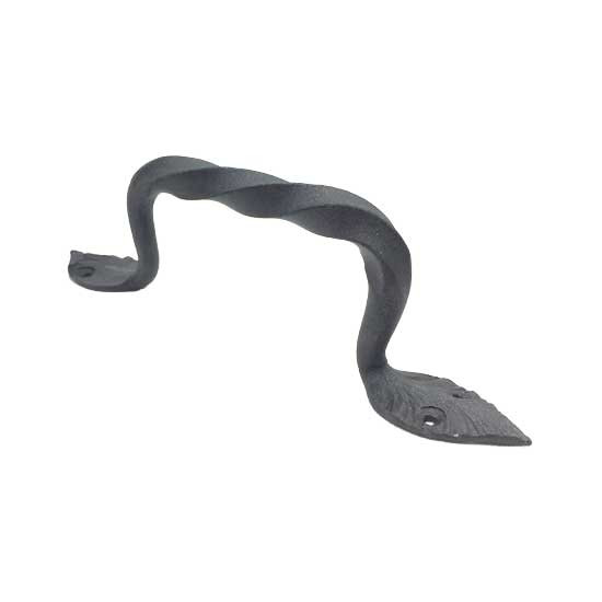 Ручка-скоба кованая "Витая - Лист" 160мм (черный муар) (12)