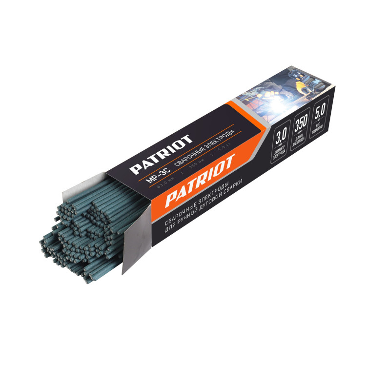 Электроды сварочные PATRIOT MP-3C, диам.3,0мм, длина 350мм, 5кг