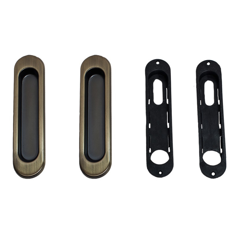 Ручки для раздвижных дверей овал (без замка) бронза