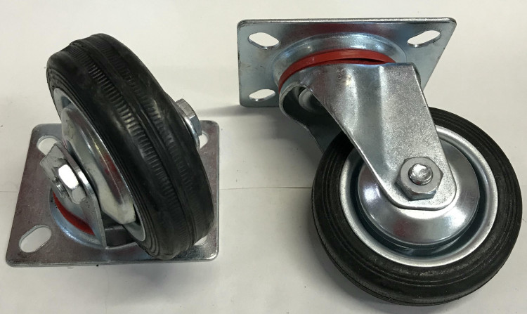 Колесо промышленное 75мм поворотное чёрная резина