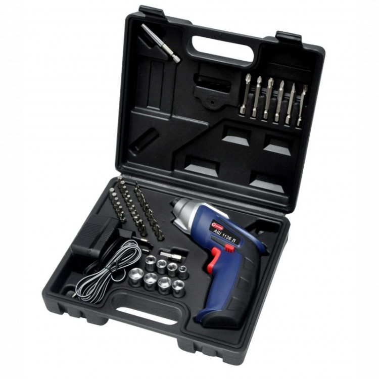 Аккумуляторный шуруповёрт Диолд АШ-1136 Л (44 предмета)