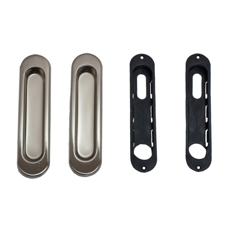 Ручки для раздвижных дверей овал (без замка) сатин