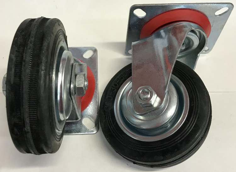Колесо промышленное 100мм поворотное чёрная резина