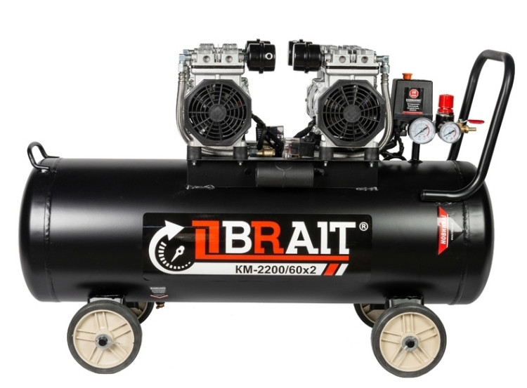 Компрессор воздушный BRAIT KВ-2200/100х2 безмасляный