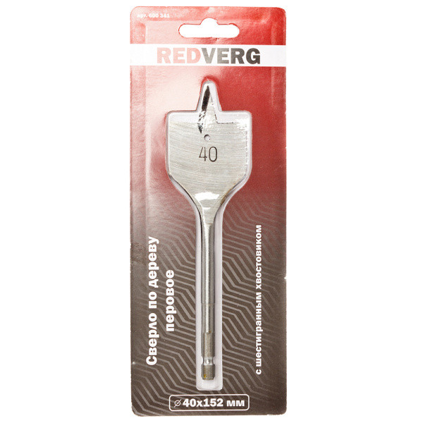 Сверло перовое по дереву HCS 40х152 мм REDVERG 600341