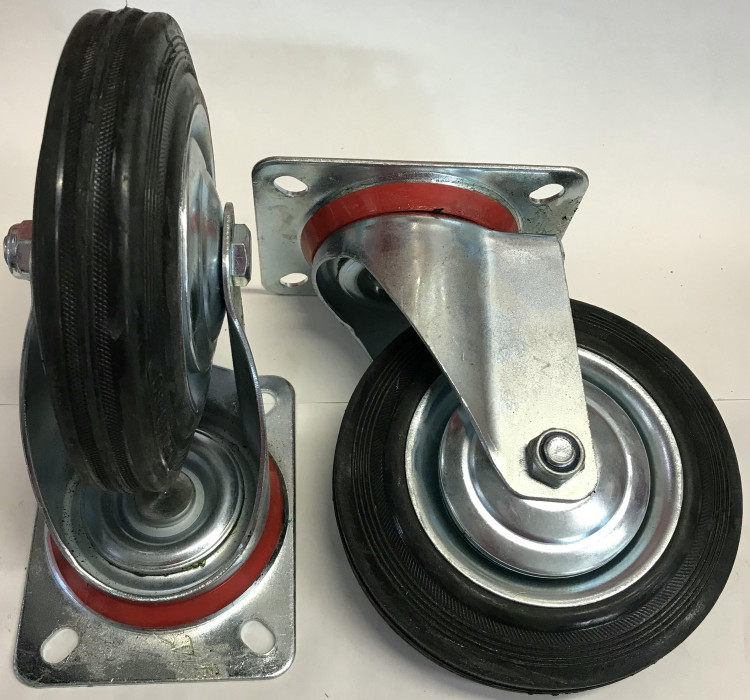 Колесо промышленное 160мм поворотное чёрная резина