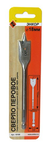 Сверло по дереву перовое 19х152мм ЭНКОР