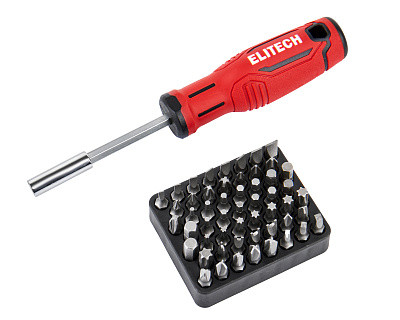 Отвертка и набор бит ELITECH 290001 53шт