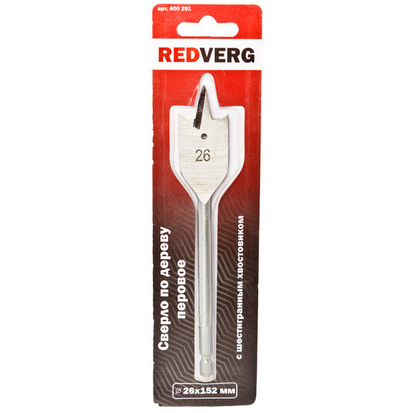 Сверло перовое по дереву HCS 26х152 мм REDVERG 600291