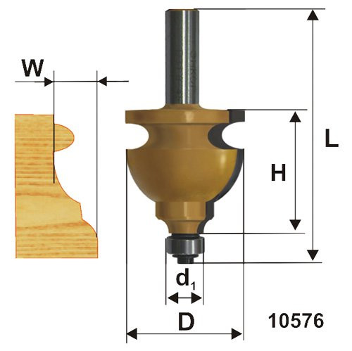 Фреза кромочная фигурная ф44,5х28мм хв 12мм (46411 )