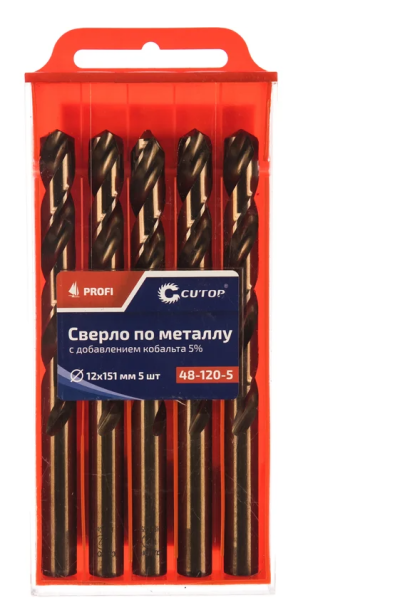 Сверла по металлу 12х151 мм,Cutop Profi с кобальтом 5%в упак.5 шт