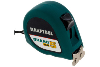 Рулетка 5м, KRAFTOOL GRAND, 19мм, ударостойкий корпус, магнитная, (ABS), противоскол-е покрытие