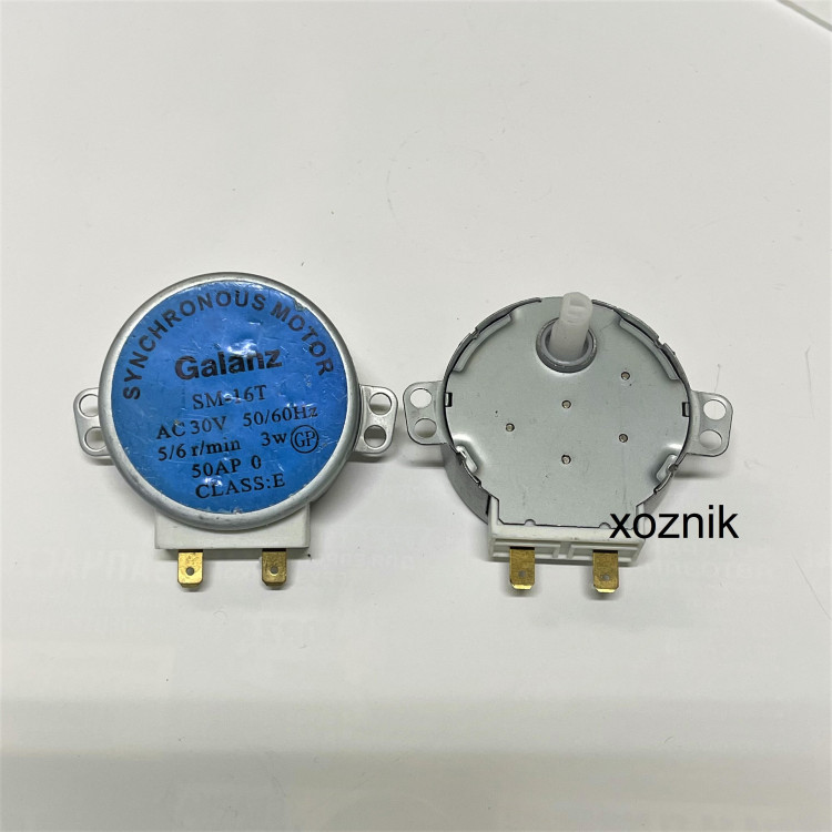 Мотор тарелки СВЧ 30V GALANZ (3Вт, 5/6 RPM SM-16T H14мм) полумесяц