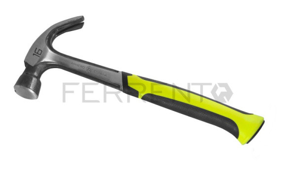 Молоток 450гр гвоздодер с стеклопласт. ручкой и магнитом