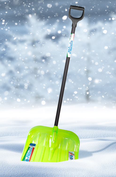 FELICITA Лопата снеговая 475х400х1510 мм, поликарбонат, деревянный черенок D38 мм