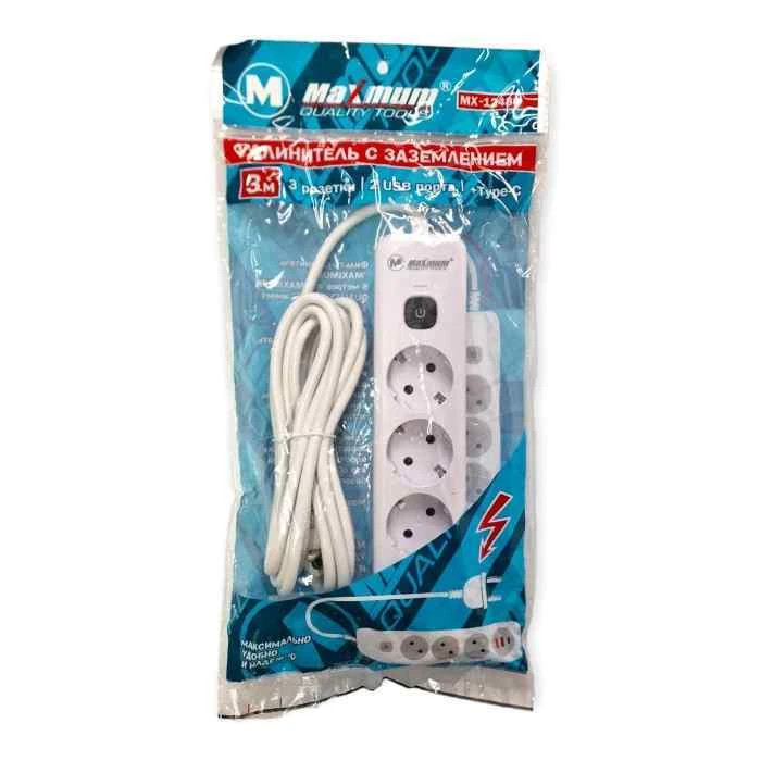 Удлинитель Maximum 3 роз/USB 3м/ 48 шт