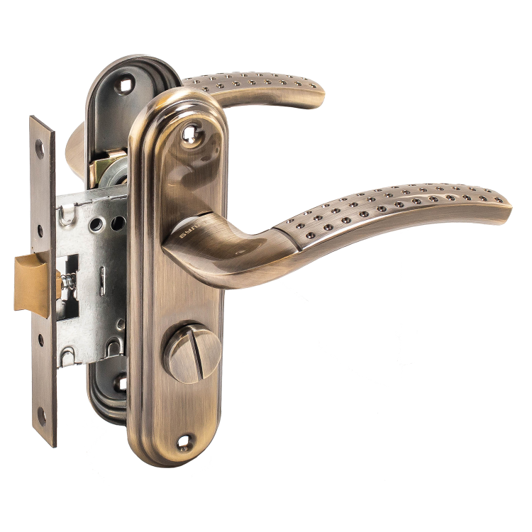 Защелка с ручками "БУЛАТ" 1-Д01.01 ПРАВЫЙ (2070-47) АВ (бронза) (12)