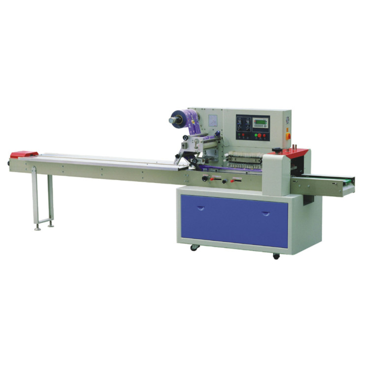 Горизонтальная упаковочная машина DXDZ-600D (H-120 mm, L 140-500mm, шаг толкателей 400mm, транспортер на узле поперечной запайки)