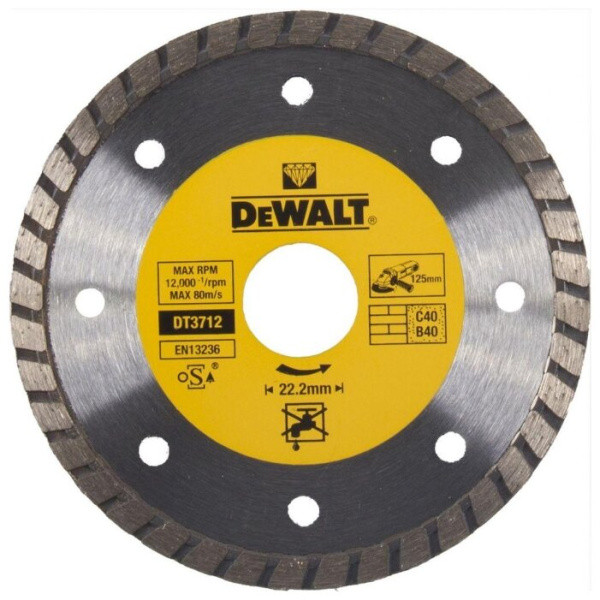 Диск алмазный отрезной Turbo (125х22.2 мм) для УШМ DEWALT DT 3712