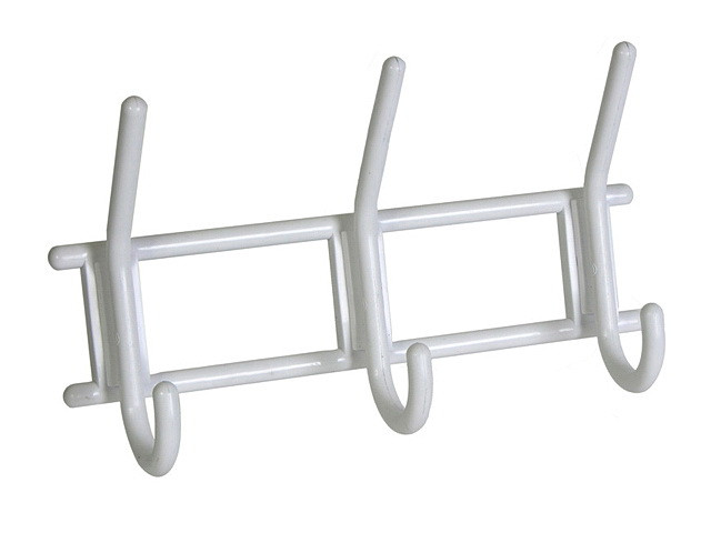 3-х крючковая вешалка (белая) пластик (25)