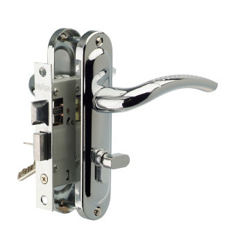 Замок врезной с ручками "LEKSA" 50/106 кл/верт СР (хром)