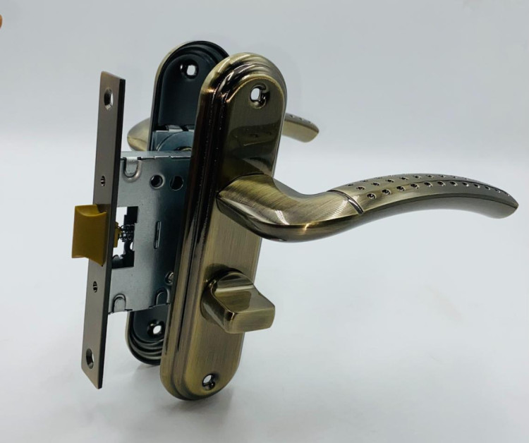 Защелка с ручками &quot;LEKSA&quot; 2047 ЛЕВЫЙ АВ (бронза) (12)