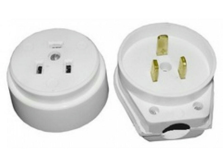 Разъём РШ-ВШ для электроплит 3-контактный (белый)