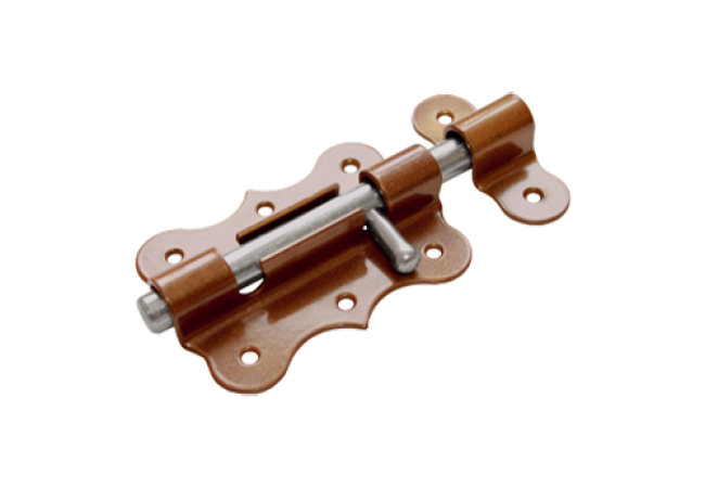 Засов "Домарт" дверной фигурный ЗДФ-100мм d-13мм (коричневый металлик) (20)