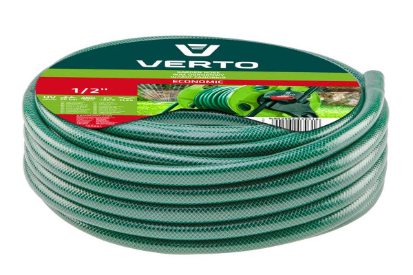 Шланг 1/2" х 20м, садовый, ПВХ, армированный, 3-х слойный, VERTO ECONOMIC