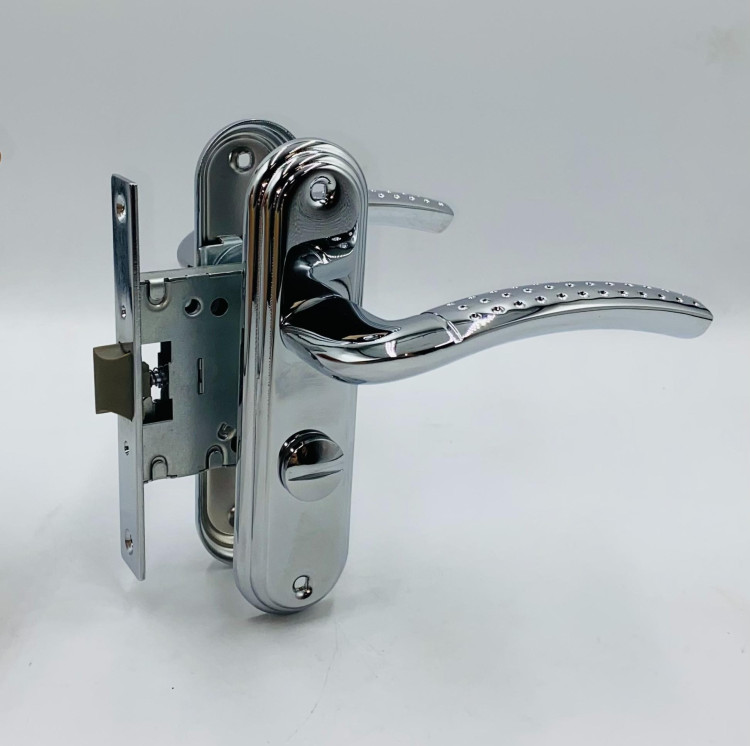 Защелка с ручками &quot;LEKSA&quot; 2047 ЛЕВЫЙ СР (хром) (12)