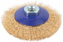 Щетка для УШМ, М14, тип "Тарелка", латунированная витая проволока 0,3 мм, 125 мм, блистер, CUTOP Profi