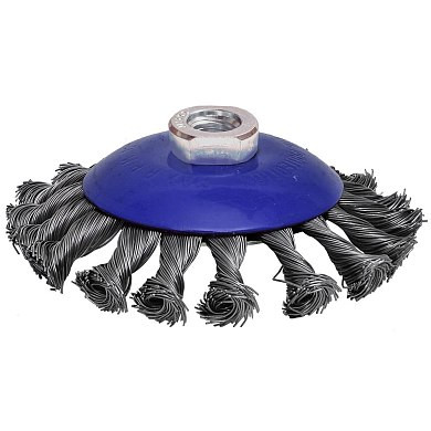 Щетка для УШМ Cutop М14, тип Чашка, латунированная витая проволока 0,3 мм 125 мм блистер, Profi 82-896