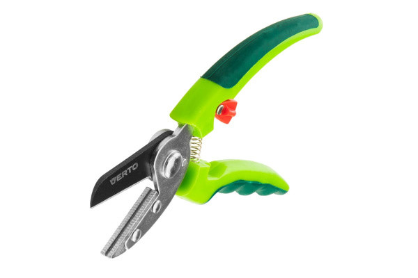 Секатор 190мм, с наковальней, пруж. спираль, двухкомп. рукоятка, тефлон, рез до 10мм, VERTO