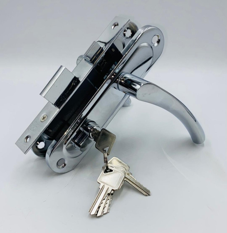 Замок врезной с ручками "LEKSA" 61/76 СР (хром)