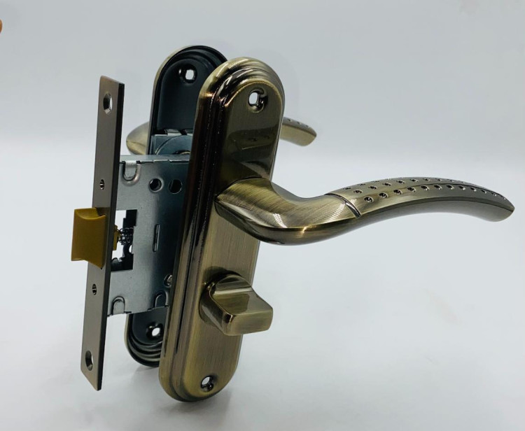 Защелка с ручками &quot;LEKSA&quot; 2047 ПРАВЫЙ АВ (бронза) (12)