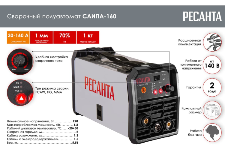 Сварочный полуавтомат Ресанта САИПА-160